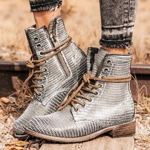 Freebird Blue Snake Manchester Combat Boot